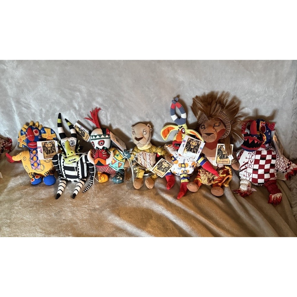 Vintage Disney's Broadway Musical The Lion King Plush Lot 7 Stuffed Doll w/ Tags